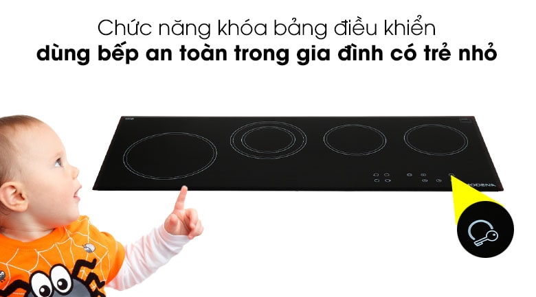 Bếp hồng ngoại 4 vùng nấu lắp âm Modena BC 1941