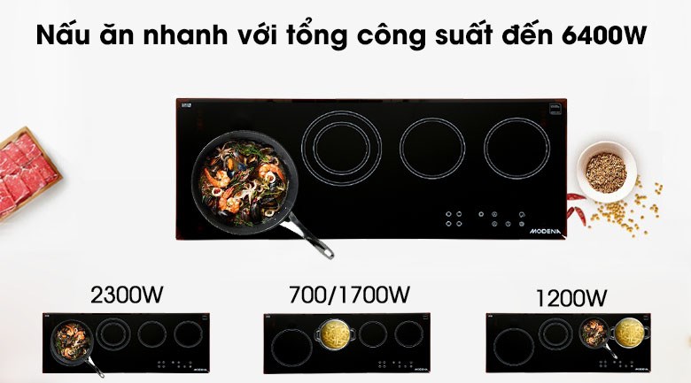 Bếp hồng ngoại 4 vùng nấu lắp âm Modena BC 1941