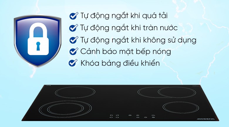 Bếp hồng ngoại 4 vùng nấu lắp âm Modena BC 1741