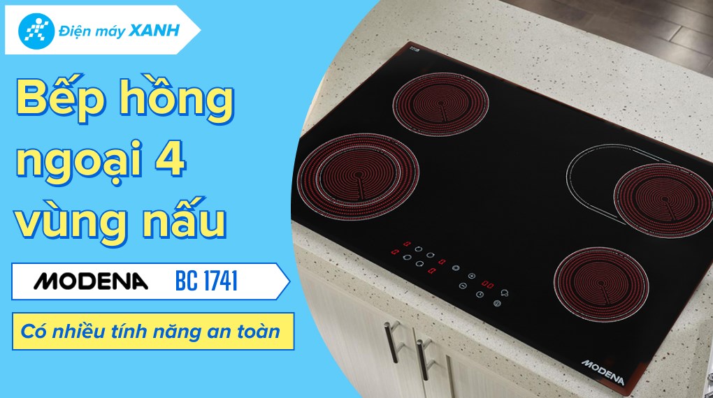 Bếp hồng ngoại 4 vùng nấu lắp âm Modena BC 1741