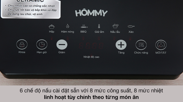 Bếp hồng ngoại đơn Hommy 809 - 6 chế độ nấu cài sẵn