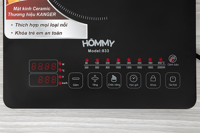 Bếp hồng ngoại Hommy 833 Màu Đen