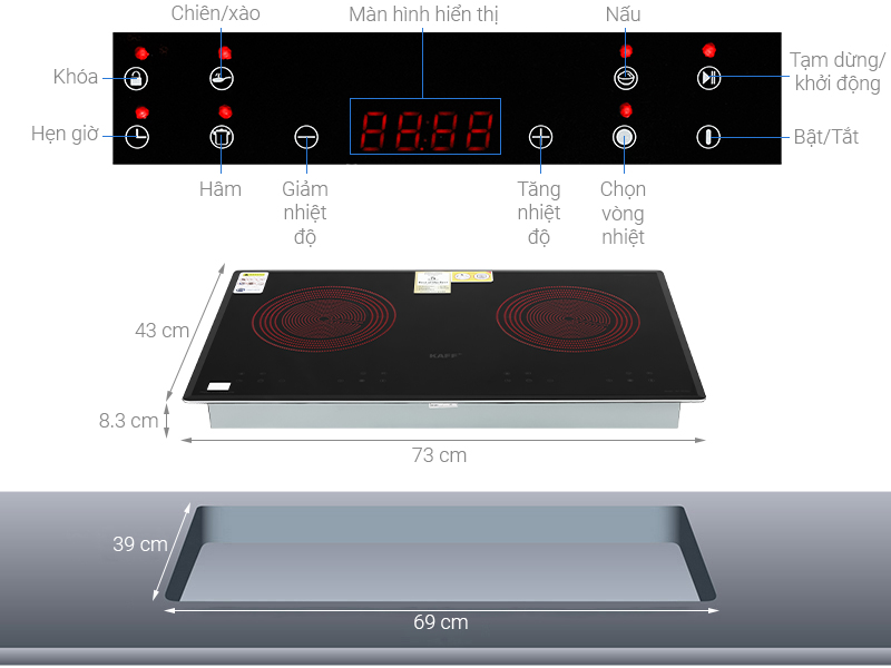 Bếp hồng ngoại đôi âm KAFF KAFF KF-073CC 4400W