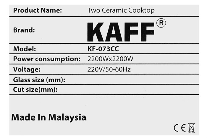 Bếp hồng ngoại đôi âm KAFF KAFF KF-073CC 4400W Màu Đen