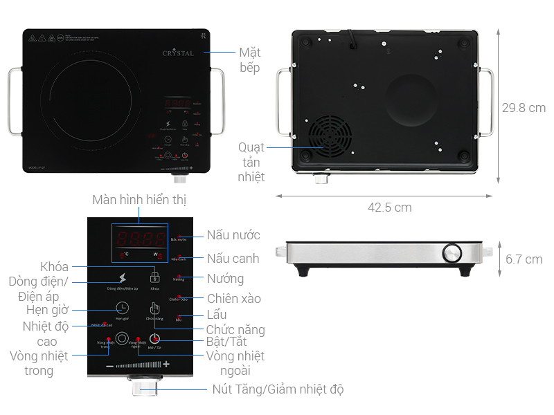 Bếp hồng ngoại đơn Crystal P-27 2000W
