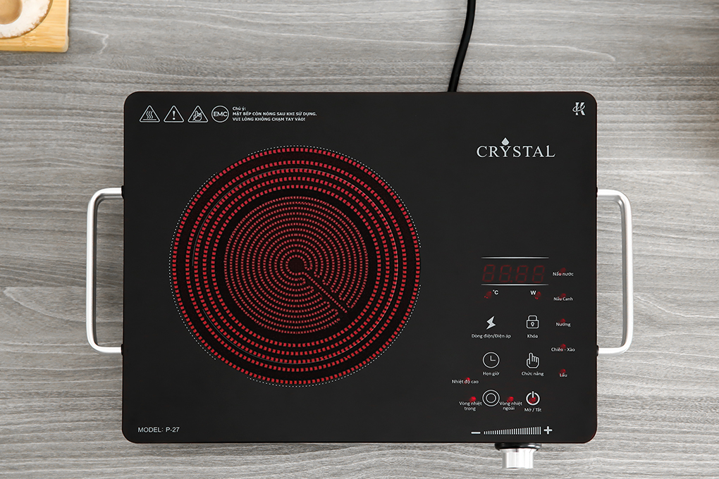 Bếp hồng ngoại đơn Crystal P-27 2000W Màu Đen
