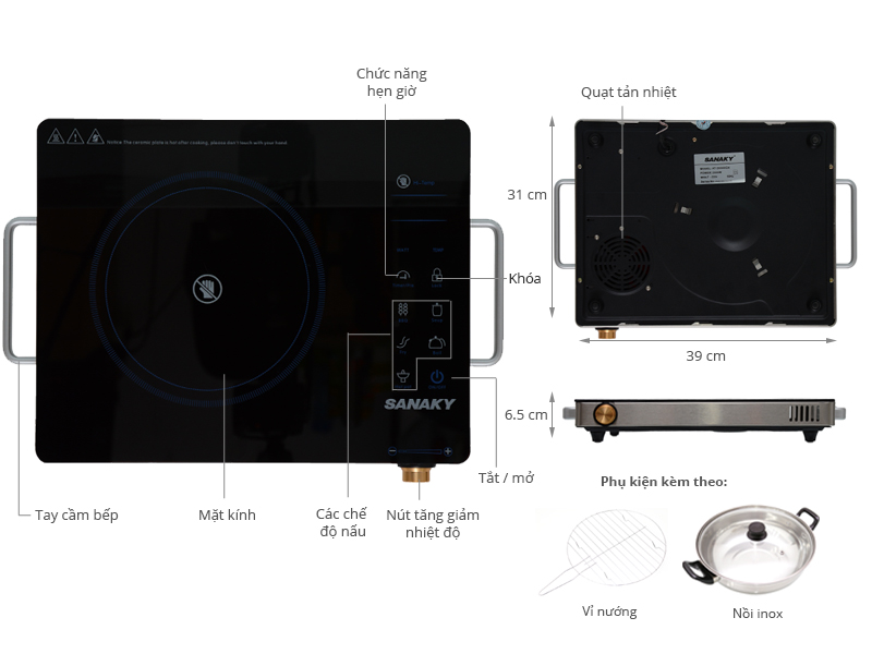 Thông số kỹ thuật Bếp hồng ngoại Sanaky AT - 2524HGN