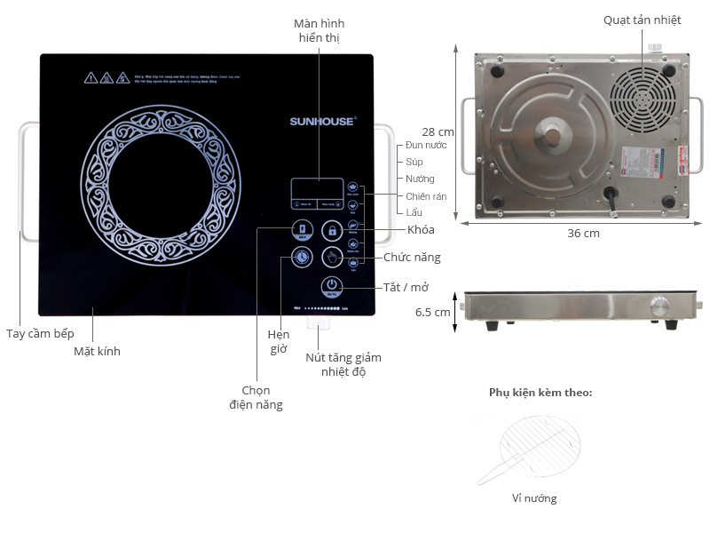 Thông số kỹ thuật Bếp hồng ngoại Sunhouse SHD 6017