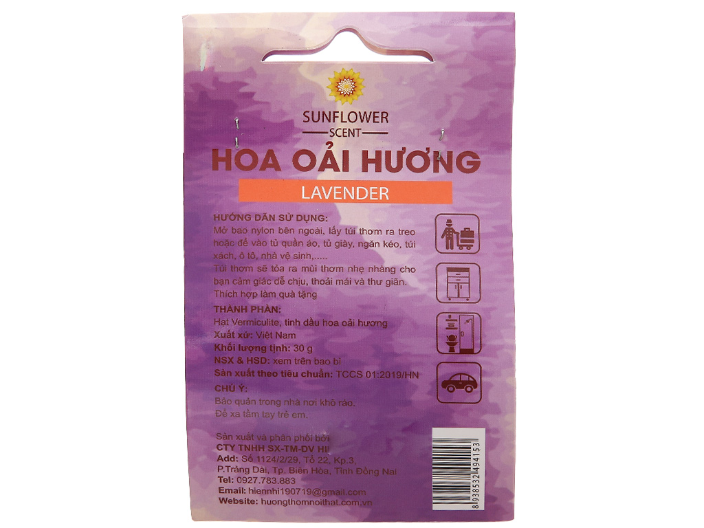 Túi thơm Sunflower hương hoa oải hương 30g 3