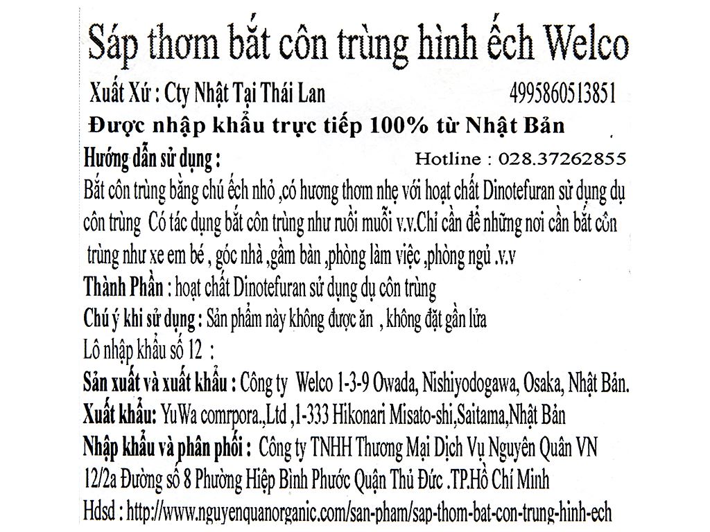 Sáp thơm Welco bắt côn trùng 3