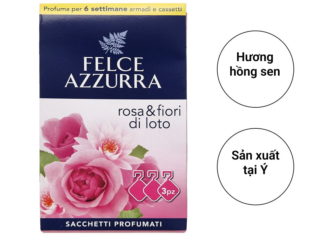 Túi thơm đậm đặc Felce Azzurra hương hồng sen 36g (12g x 3 túi) 2