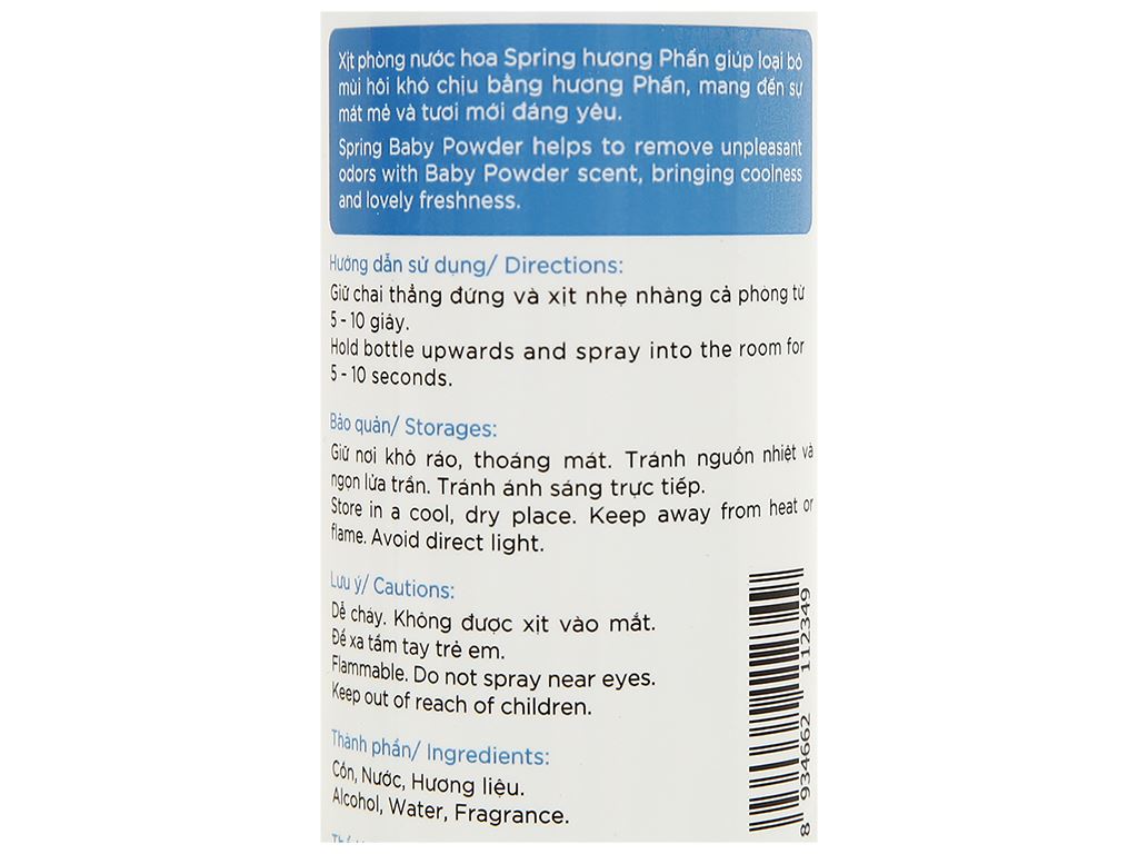 Nước hoa xịt phòng Spring hương phấn 250ml 5