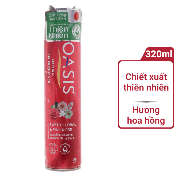 Xịt phòng Oasis hoa hồng 320ml