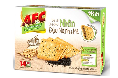 Bánh Cracker nhân Đậu nành & Mè hộp AFC 336g