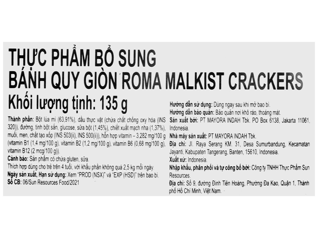 Bánh Malkist Crackers Roma 135g giá tốt tại Bách hoá XANH