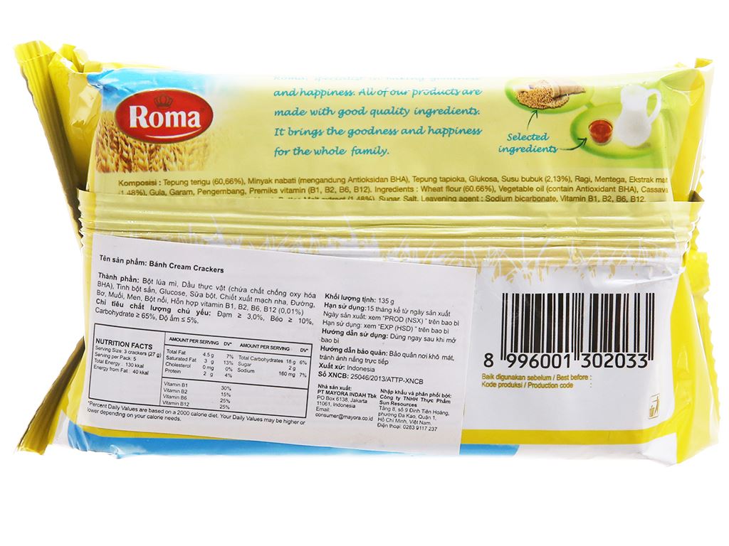 Bánh quy Cream Crackers Roma 135g giá tốt tại Bách hoá XANH