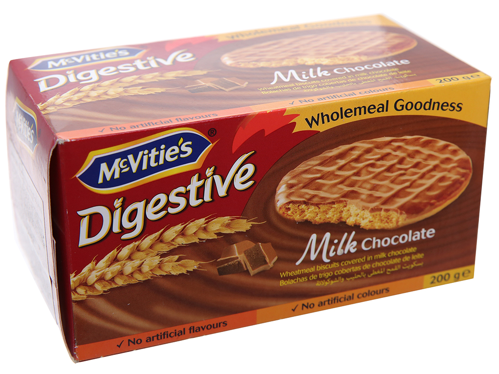 Bánh quy Socola sữa McVitie's Digestive 200g, thơm phức, béo ngậy, bổ dưỡng