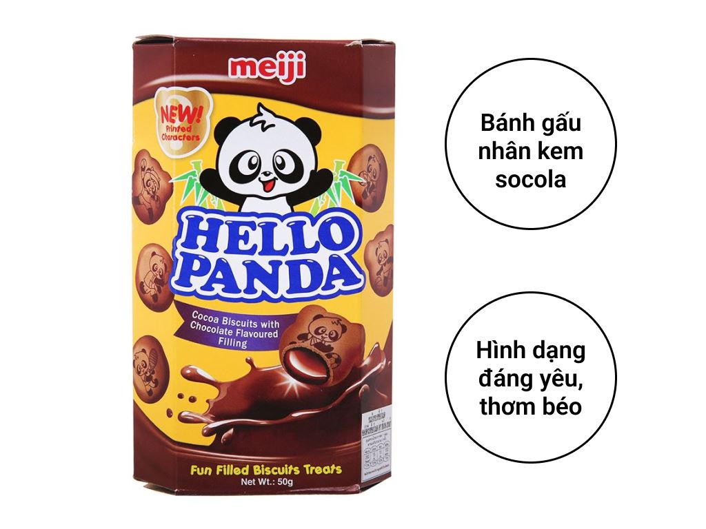 Bánh gấu Meiji Hello Panda Double Chocolate hộp 50g 2