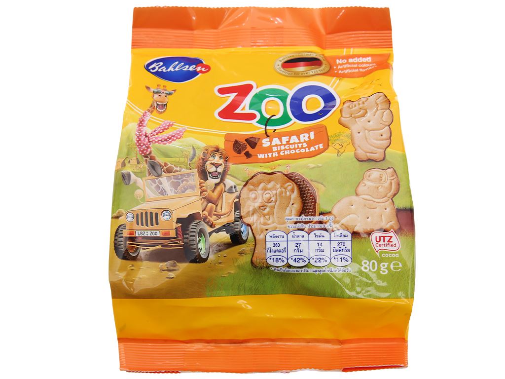 Bánh quy socola Bahlsen Zoo gói 80g 1