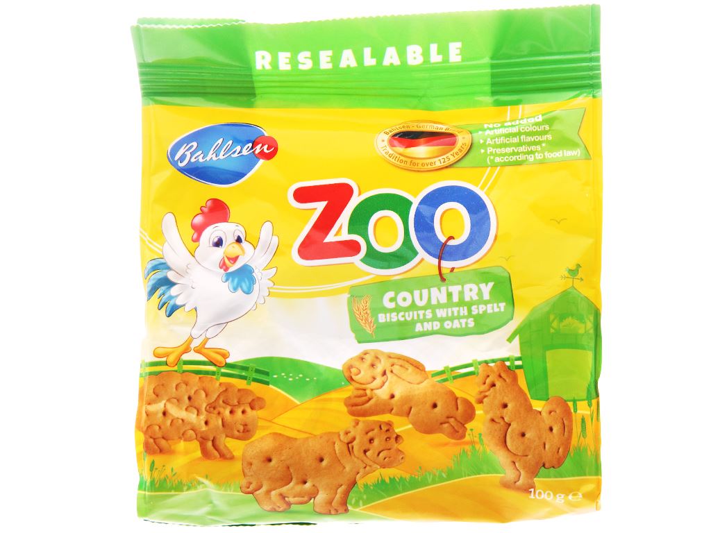 Bánh quy lúa mì và yến mạch hình thú Bahlsen Zoo gói 100g 1