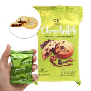 Bánh quy socola chip và nho khô O&T Chocobites gói 120g