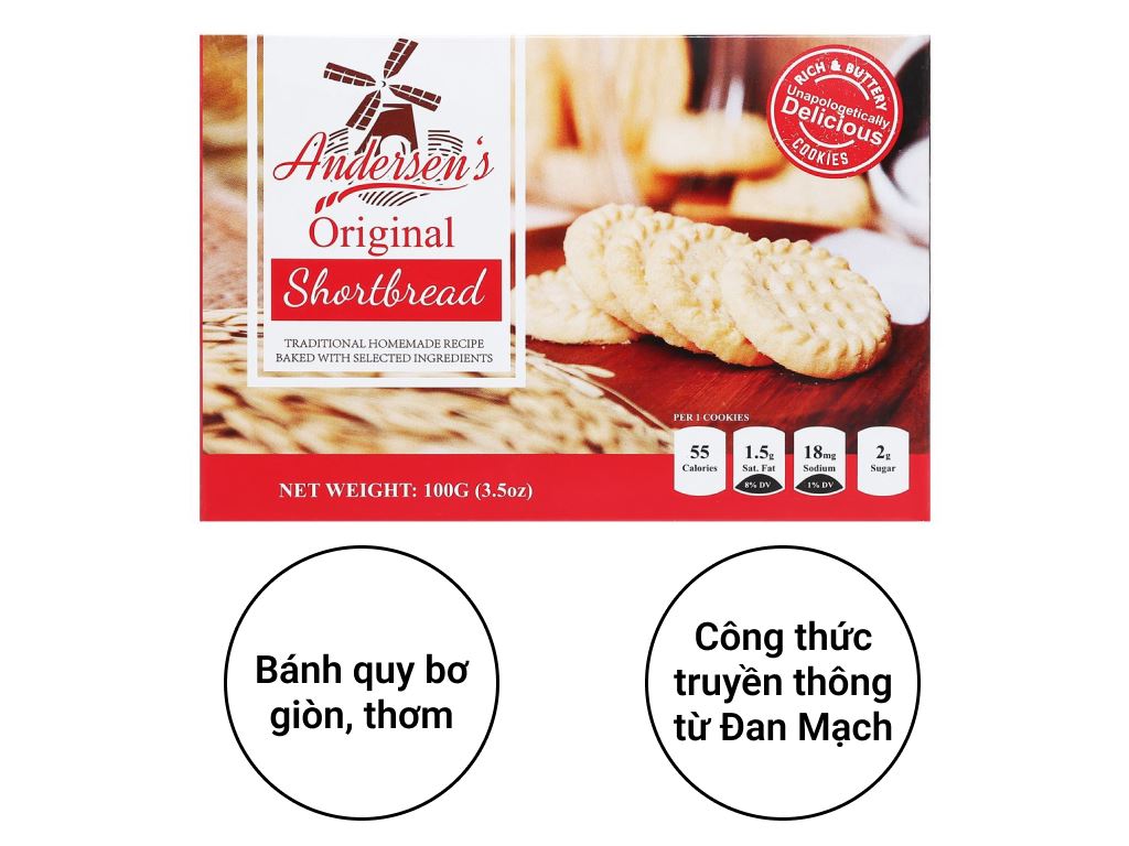 Bánh quy Andersen's Shortbread hộp 100g 2