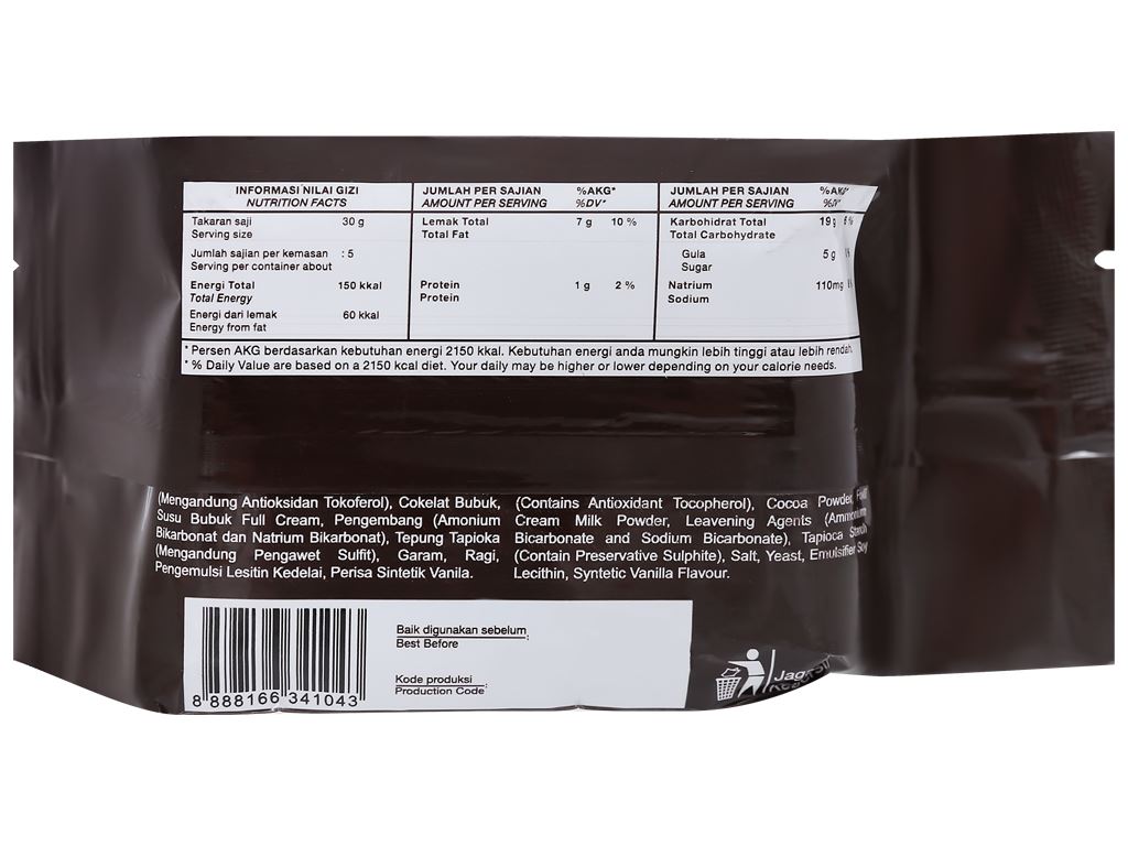 Bánh quy nhân kem socola Nissin Malkist Coklat gói 140g 3