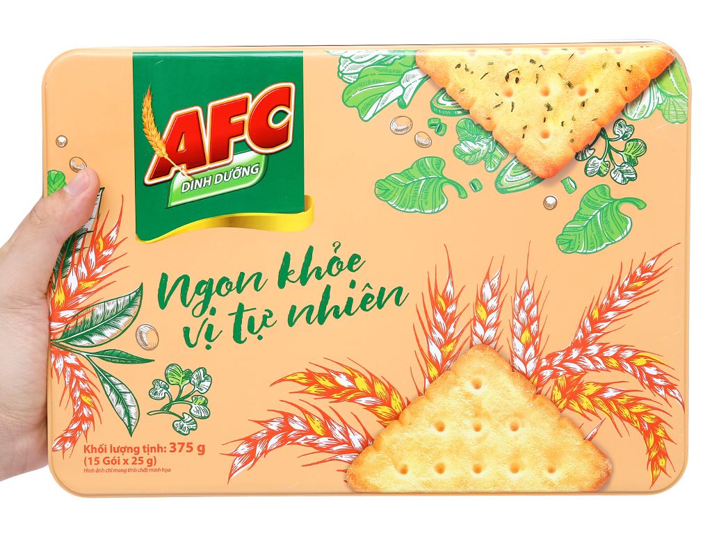 Bánh cracker vị lúa mì AFC Dinh Dưỡng hộp 375g 10