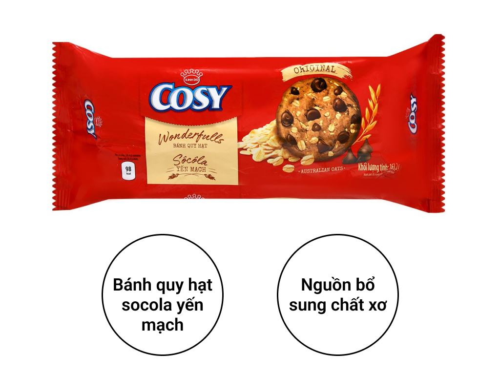 Bánh quy hạt socola yến mạch Cosy Original gói 163.2g 2