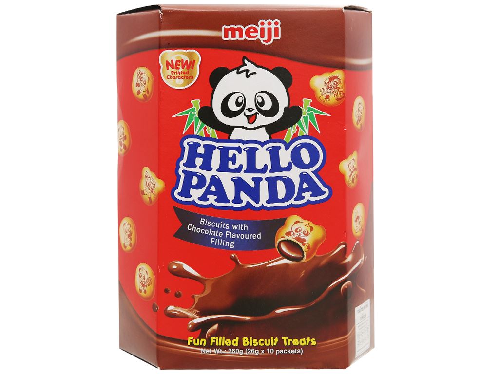 Bánh gấu nhân kem socola Meiji Hello Panda hộp 260g 1