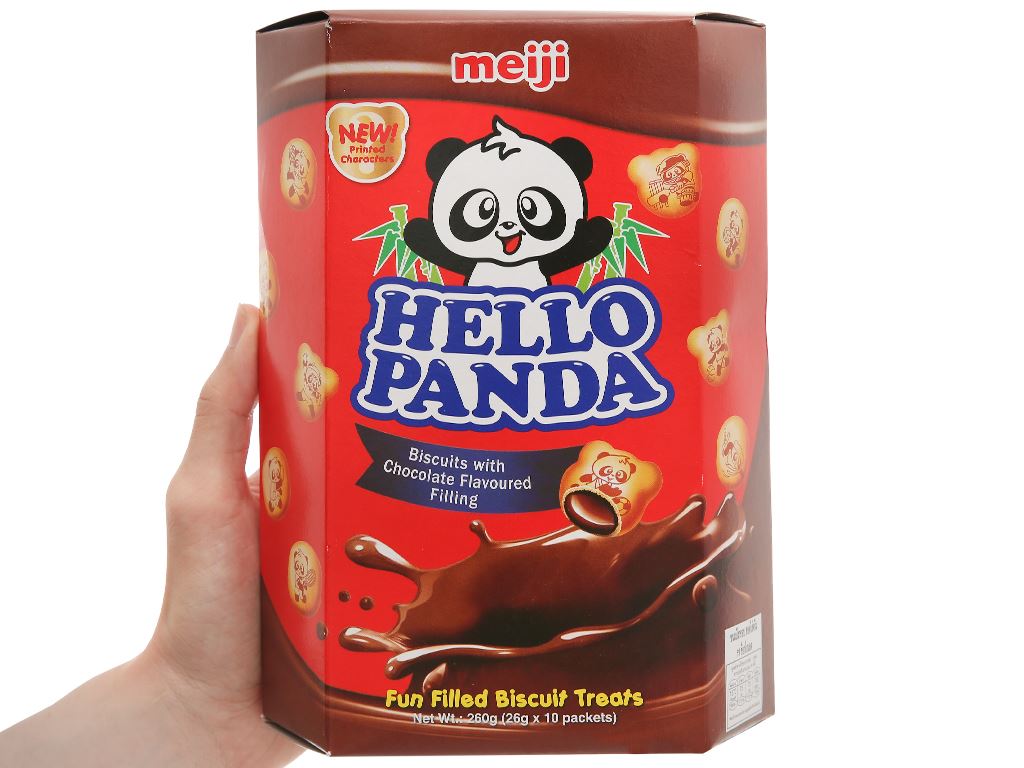 Bánh gấu nhân kem socola Meiji Hello Panda hộp 260g 5