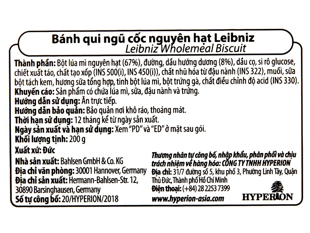 Bánh quy ngũ cốc nguyên hạt Leibniz Bahlsen gói 200g 4