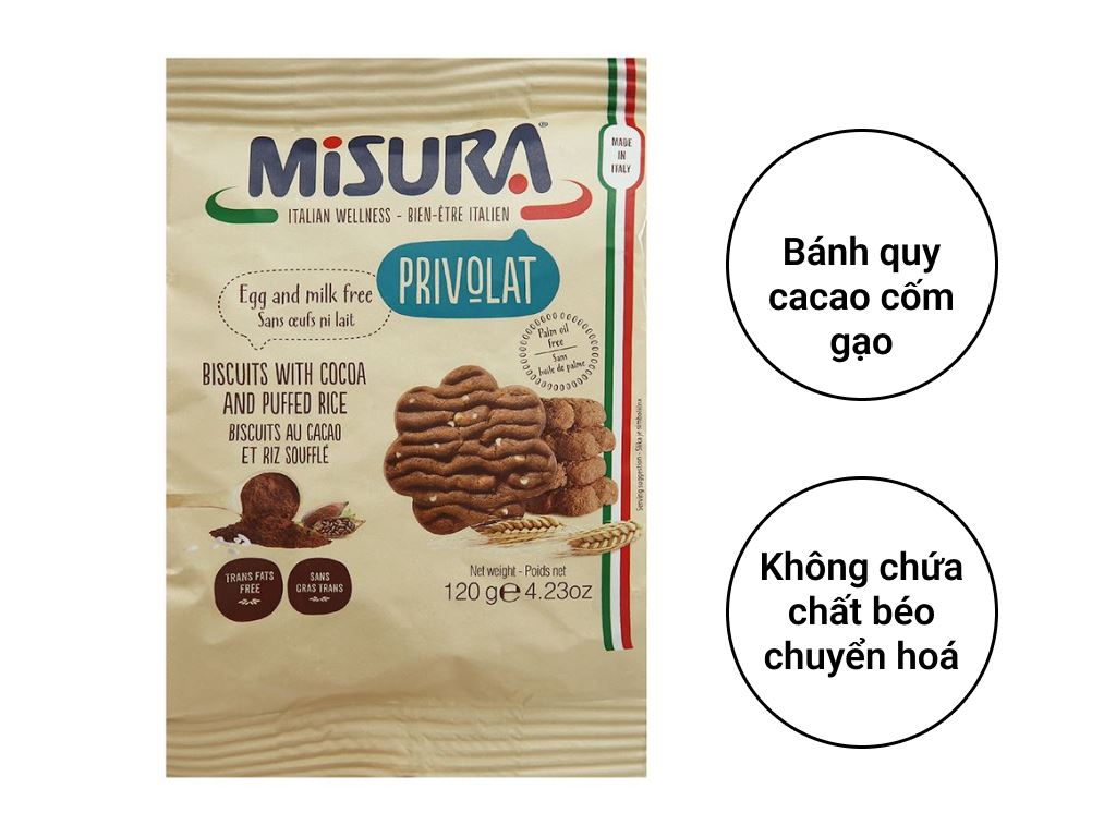 Bánh quy ca cao cốm gạo Misura gói 120g 2