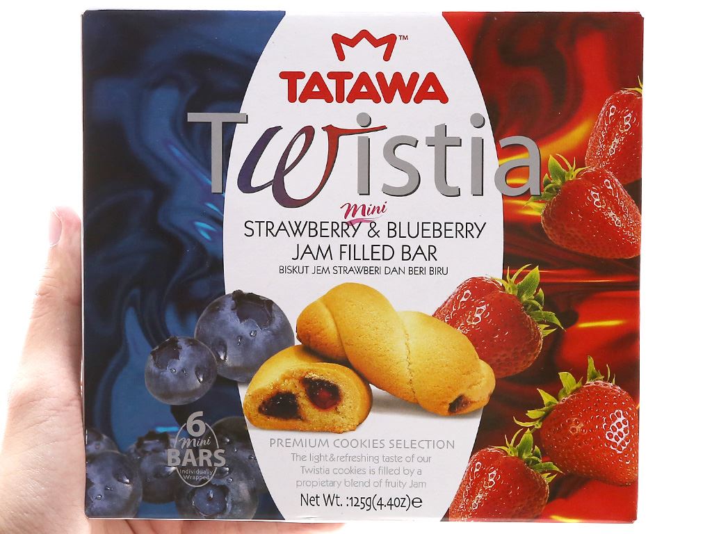 Bánh quy twistia nhân mứt dâu tây và việt quất Tatawa hộp 125g 7
