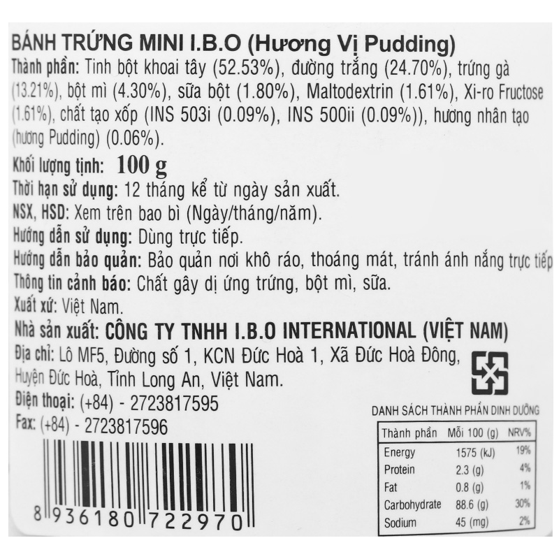 Bánh quy I.B.O vị đào hũ 100g (từ 6 tháng) 18