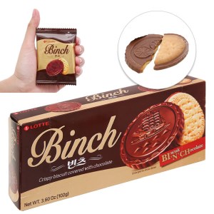 Bánh quy phủ socola Binch Lotte gói 102g
