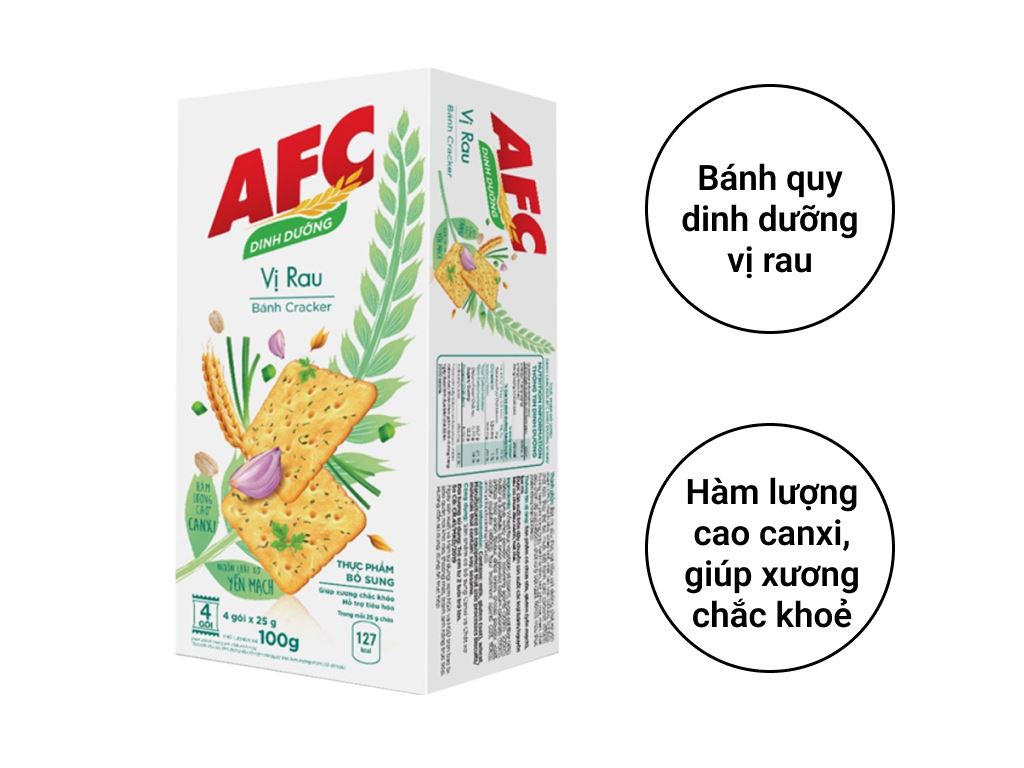 Bánh vị rau xanh AFC 4 gói x 25g giá tốt tại Bách hoá XANH