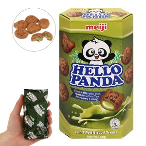 Bánh gấu nhân kem trà xanh Meiji Hello Panda hộp 50g