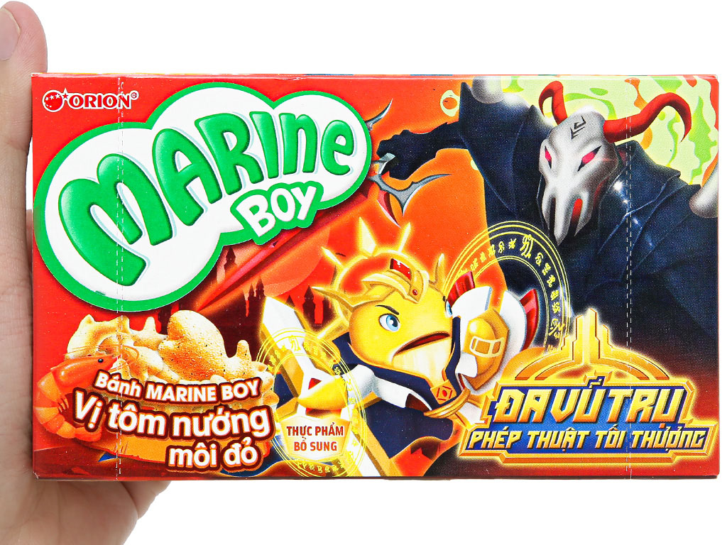 Bánh cá vị tôm nướng môi đỏ Orion Marine Boy hộp 35g 7