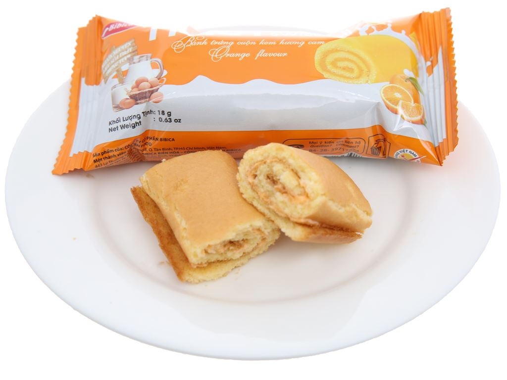 Bánh trứng cuộn kem hương cam Hura Swissroll hộp 360g (20 cái) 6