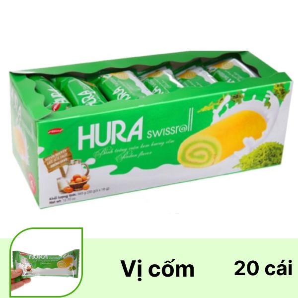 Hộp 20 cái bánh trứng cuộn kem cốm Hura Swissroll