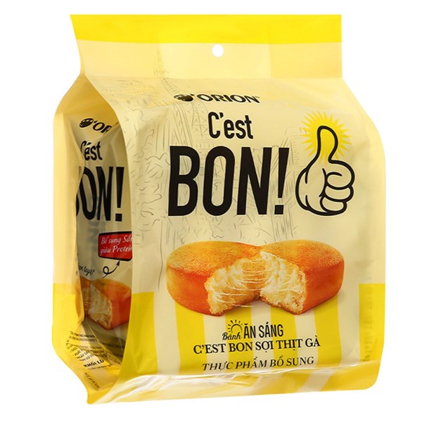 Bánh Bông Lan Sợi Thịt Gà Orion C'est Bon (Gói 5 Cái X 17G)