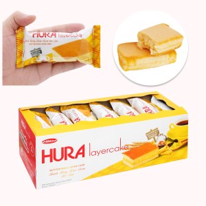 Bánh bông lan kem bơ sữa Hura Layercake hộp 300g (20 gói)