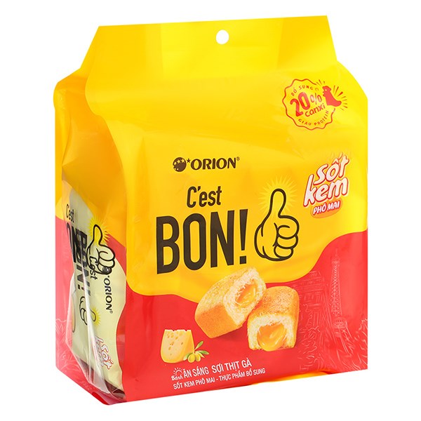 Bánh Bông Lan Sợi Thịt Gà Sốt Kem Phô Mai Orion C'est Bon (Gói 5 Cái X 20.3G)