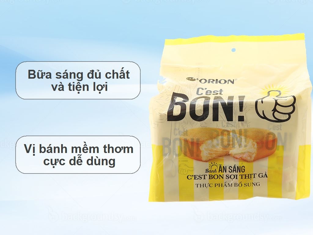 Bánh ăn sáng sợi thịt gà Orion C'est Bon gói 255g (15 bánh) 2