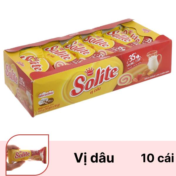 Hộp 10 cái bánh bông lan cuộn kem dâu Solite