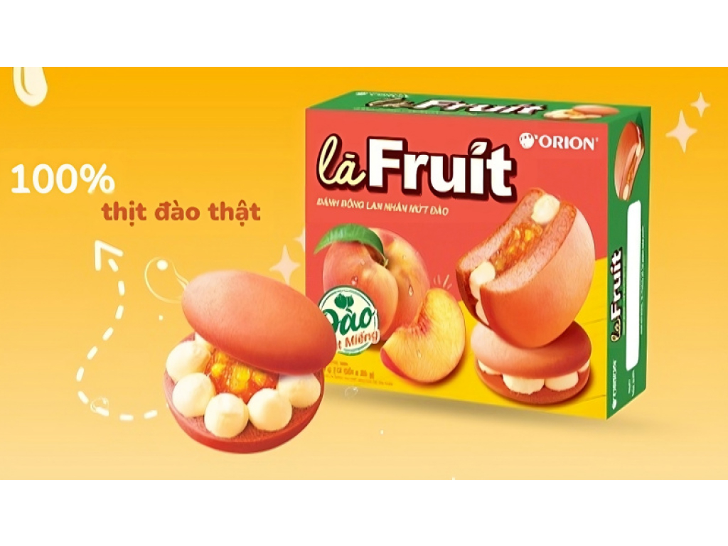 Bánh bông lan nhân mứt đào Orion Là Fruit hộp 300g (12 gói) 2