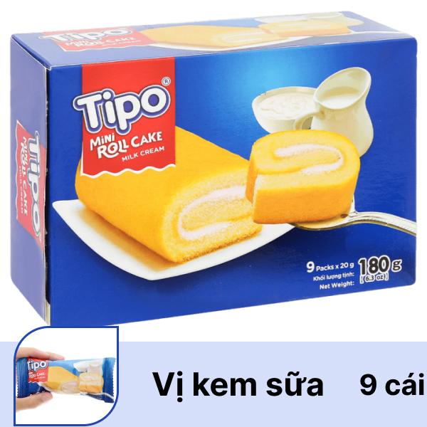 Hộp 9 cái bánh bông lan cuộn kem sữa Tipo