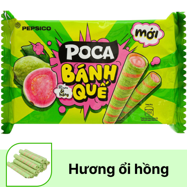 Bánh quế nhân kem hương ổi hồng Poca gói 115g
