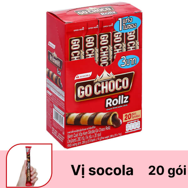 Bánh quế kem socola Mayora Go Choco 20 thanh x 14g